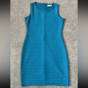 Calvin Klein Sleeveless Sheath Dress Size 10 Teal Blue Summer Summer Stretch